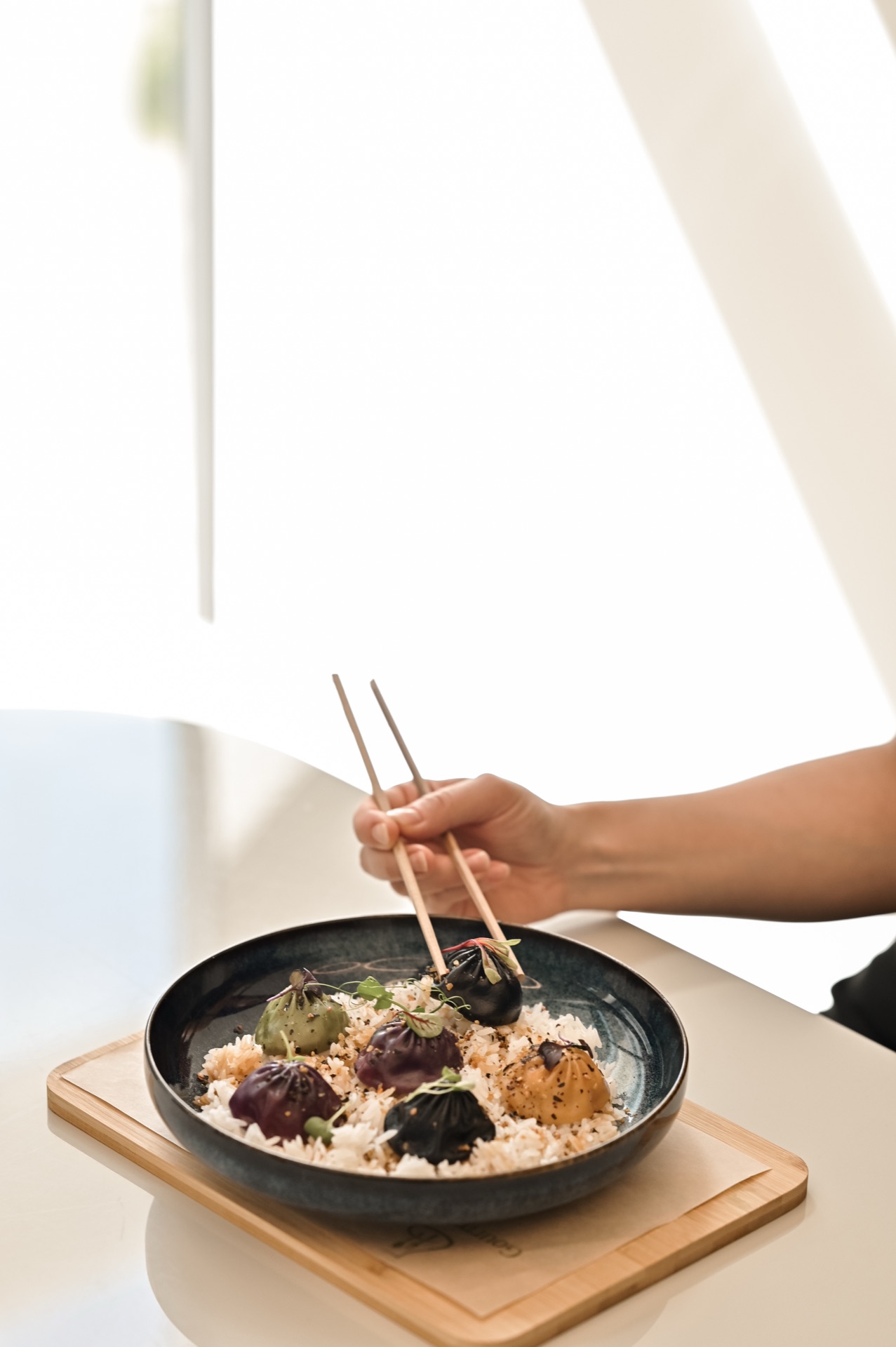 Dim sum eaten with chopsticks